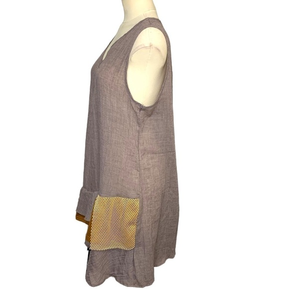 MISSLOOK Tan Brown Flowy Tank Dress Lagen Look Artsy Boho Ruffle  XL (real M/L) - Picture 2 of 12